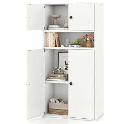 44 Inches Tall Bookshelf with Doors and Adjustable Shelf - Tampa Home & Garden Store
