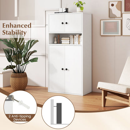 44 Inches Tall Bookshelf with Doors and Adjustable Shelf - Tampa Home & Garden Store
