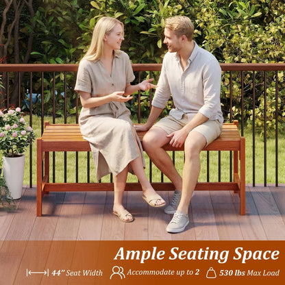 44-Inch Patio Wood Bench Set For 2 Adults