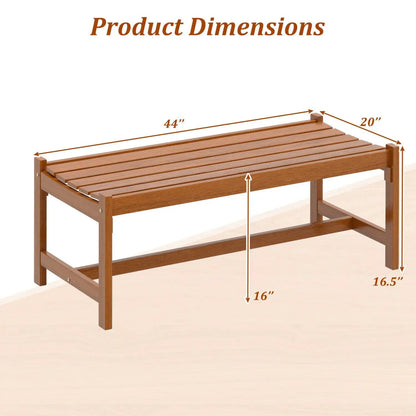 44-Inch Patio Wood Bench Set For 2 Adults