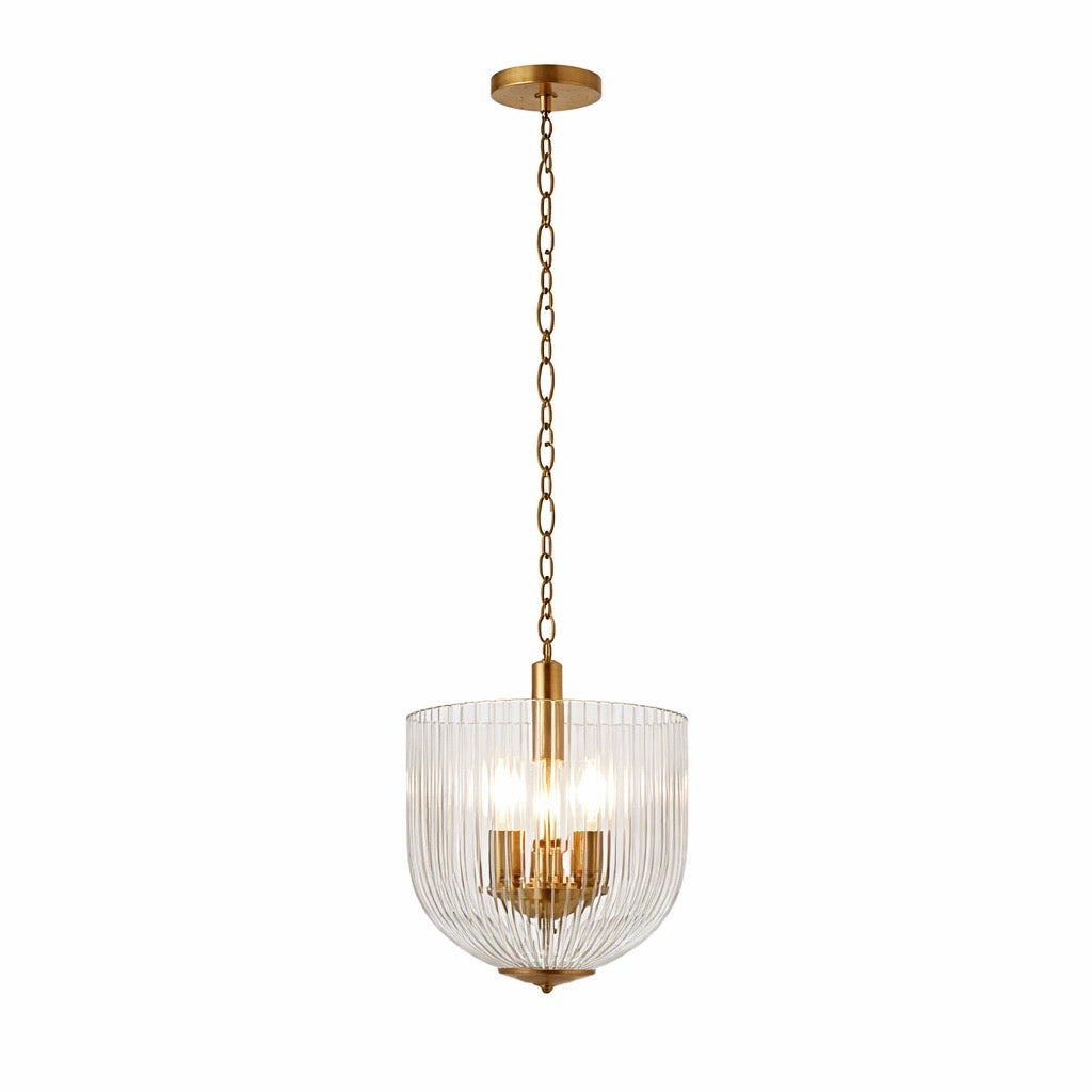Garnet Pendant Lamp - Coarse with brass chain and ribbed glass shade by HouseOfZazla Garden on Tampa Home & Garden Store