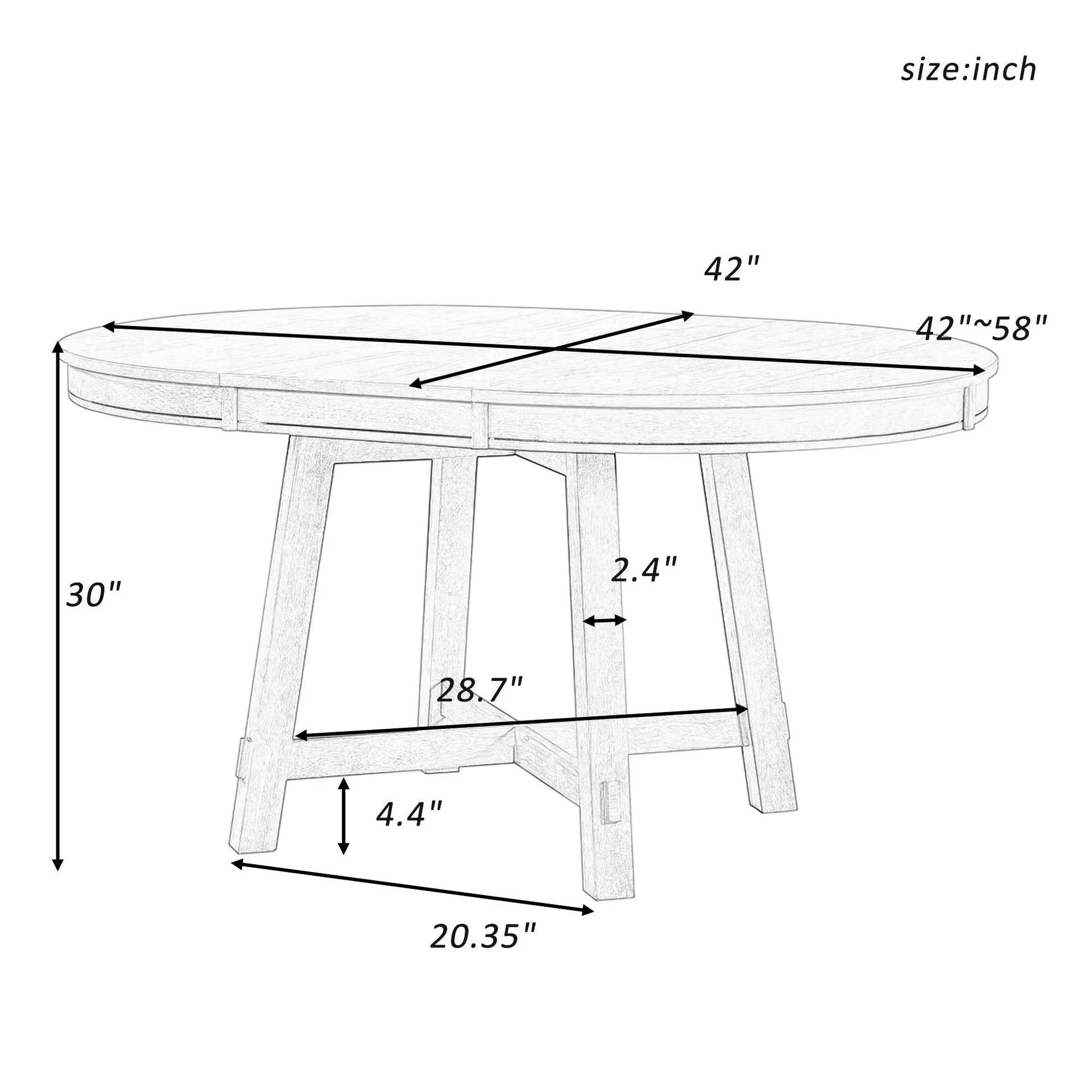 Gia round extendable dining table with 16 inch leaf, 42 inch diameter extends to 58 in on Tampa Home & Garden Store