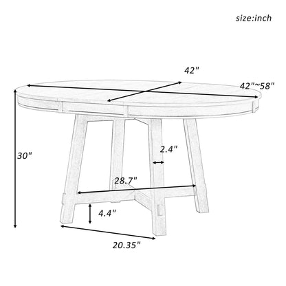 Gia round extendable dining table with 16 inch leaf, 42 inch diameter extends to 58 in on Tampa Home & Garden Store