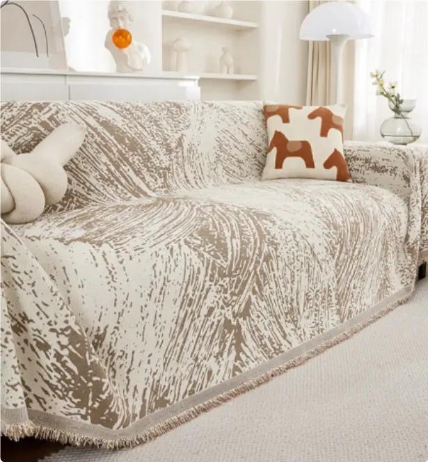 Simple Fashion Non-slip Durable Sofa Slipcover in cream with brown pattern FLIPSTYLEZLLC on Tampa Home & Garden Store