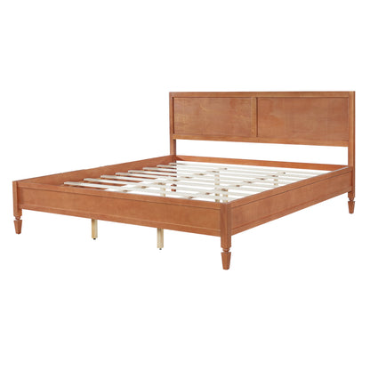 King size wood platform bed with headboard