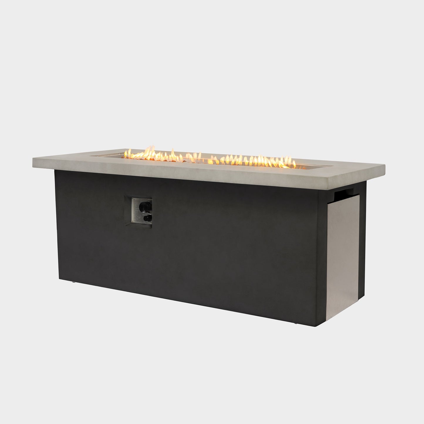 Rectangular Dark Grey Concrete Gas Fire Pit Table