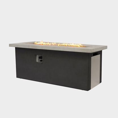 Rectangular Dark Grey Concrete Gas Fire Pit Table