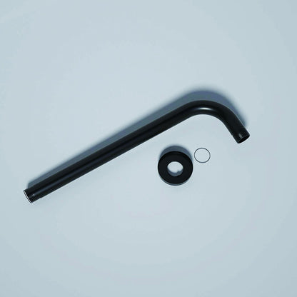16-inch matte black rust-resistant stainless steel shower arm with flange on Tampa Home & Garden Store