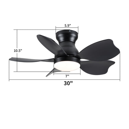 Low Profile Flush Mount Ceiling Fan With Light in black with curved blades HouseOfZazla on Tampa Home & Garden Store