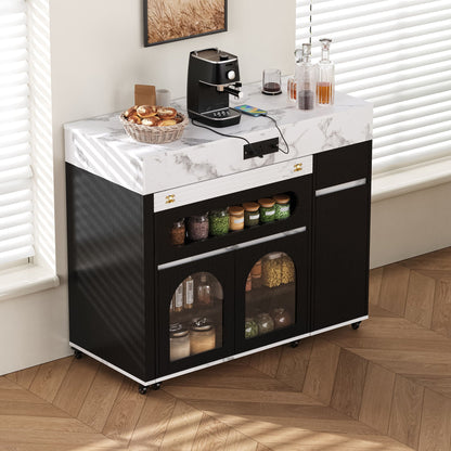 Extendable Table and Rolling Kitchen Island Cart