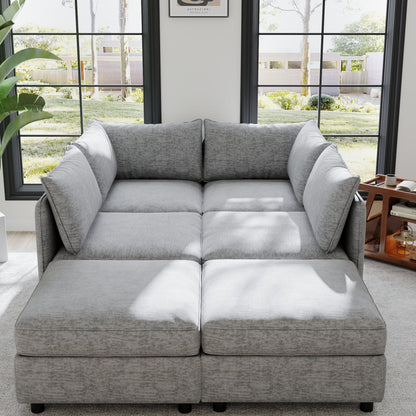 Modular Sofa Bed With Fabric And Hidden Storage