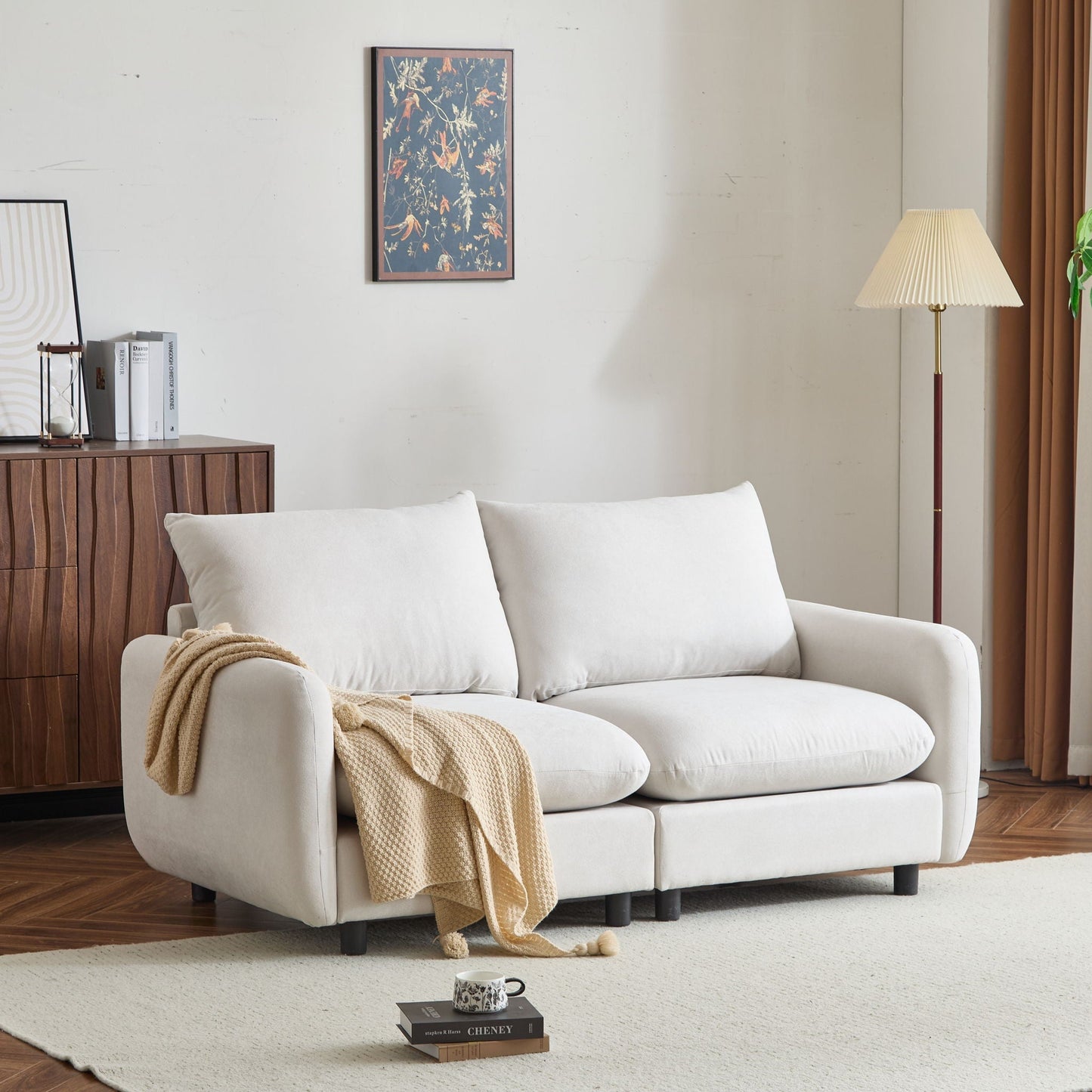 Modular Free Combination Sectional Sofa Couch in beige fabric with low black legs on Tampa Home & Garden Store