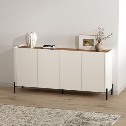 Abbey Sideboard with Adjustable Shelves white body, wood top, modern design by HouseOfZazla on Tampa Home & Garden Store