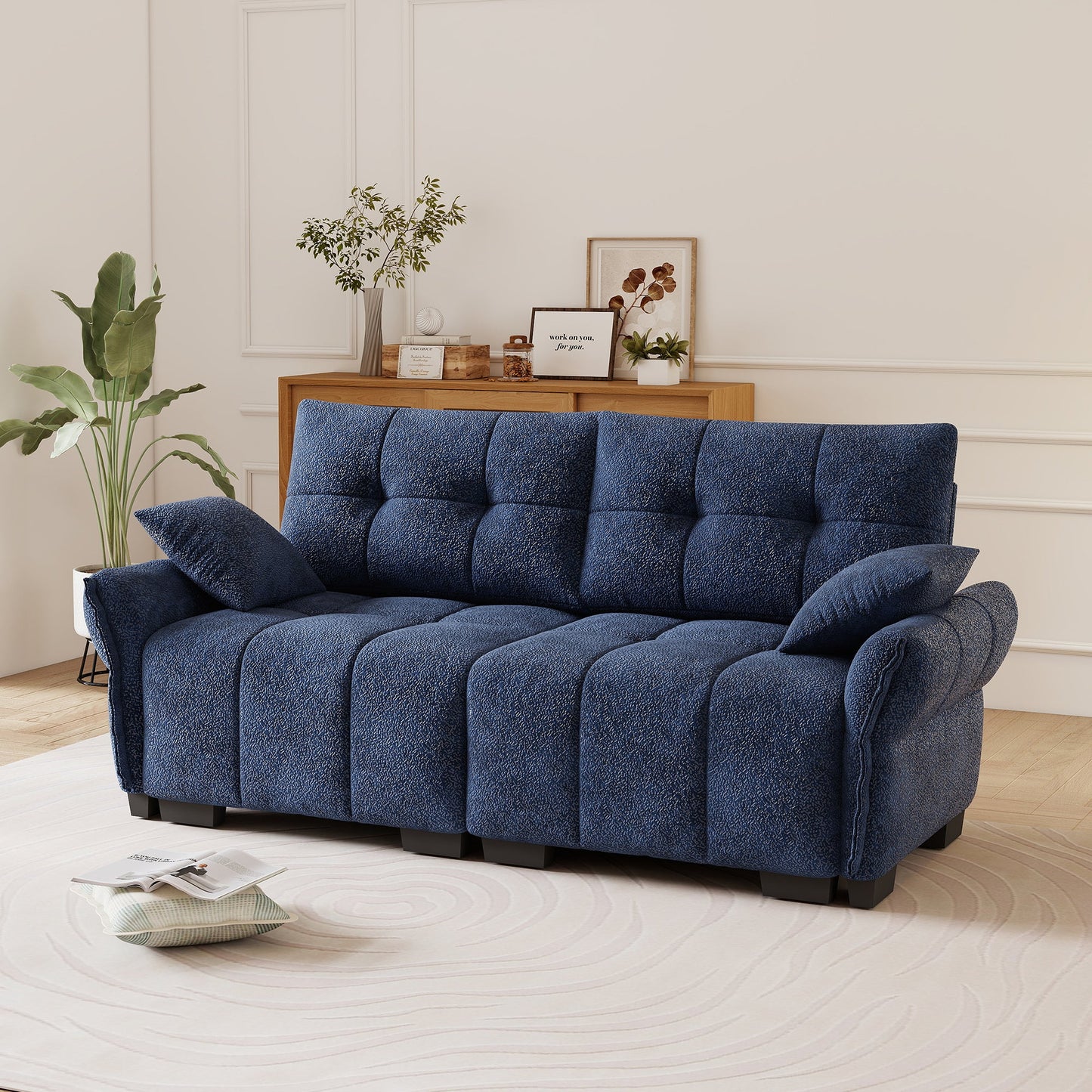 Premium Two Seater Sofa and Chenille Fabric Detail