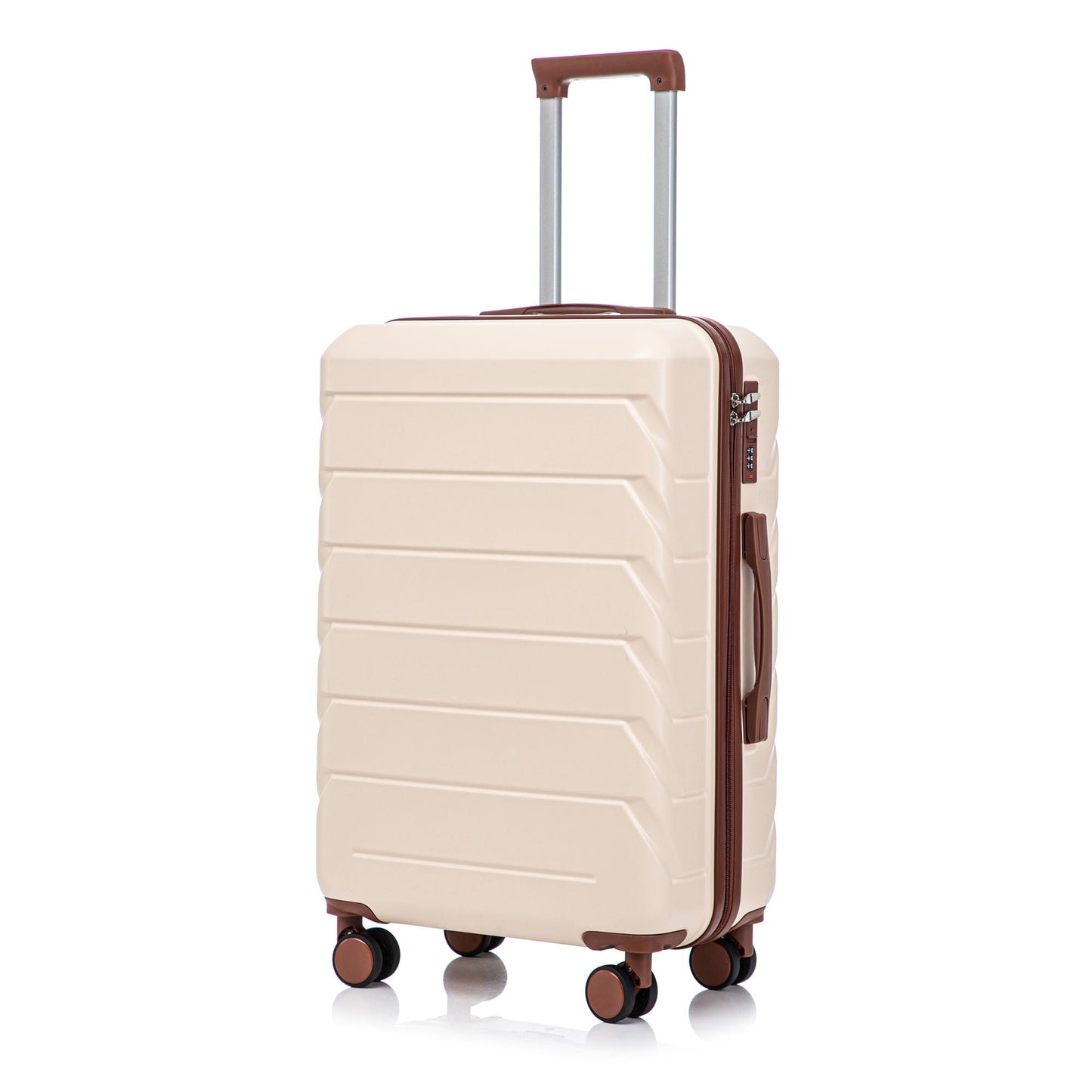 3-piece beige hard-shell luggage set with spinner wheels and combo lock 20/24/28 on Tampa Home & Garden Store