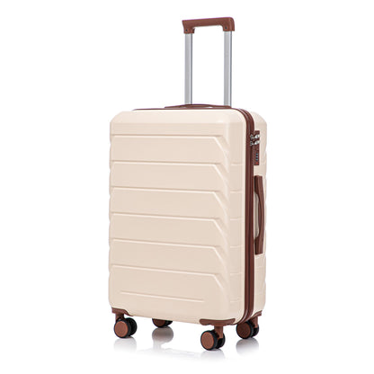 3-piece beige hard-shell luggage set with spinner wheels and combo lock 20/24/28 on Tampa Home & Garden Store