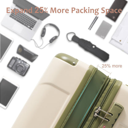 GigaTech 3-Piece Expandable Hard Shell Luggage Set by HouseOfZazla beige/olive green TSA lock on Tampa Home & Garden Store