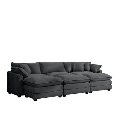 Modular cushion sofa set with ottoman in dark charcoal fabric, low back, deep seating on Tampa Home & Garden Store