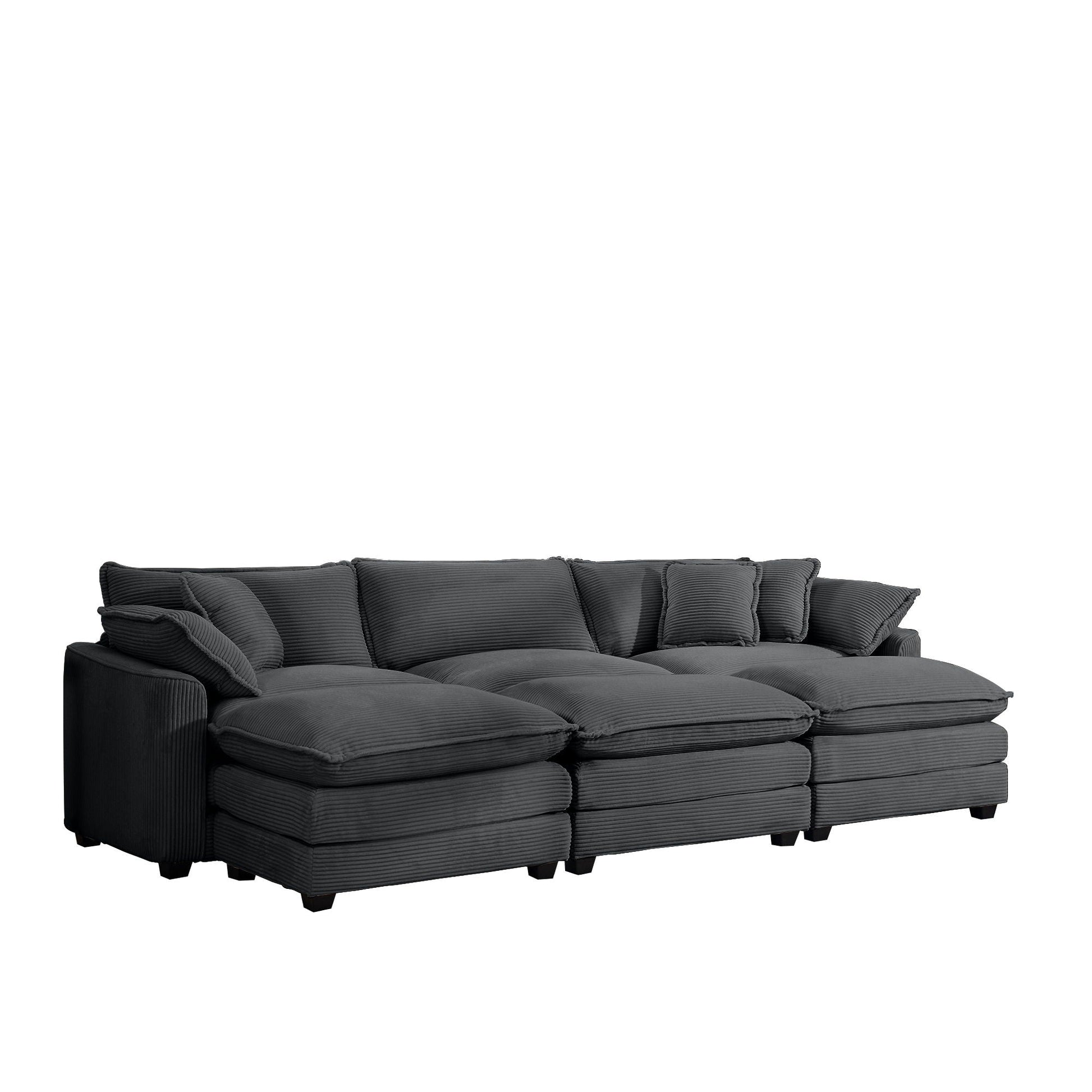 Modern Oversized Modular Sofa Set with Ottoman, charcoal fabric deep seating HouseOfZazla on Tampa Home & Garden Store