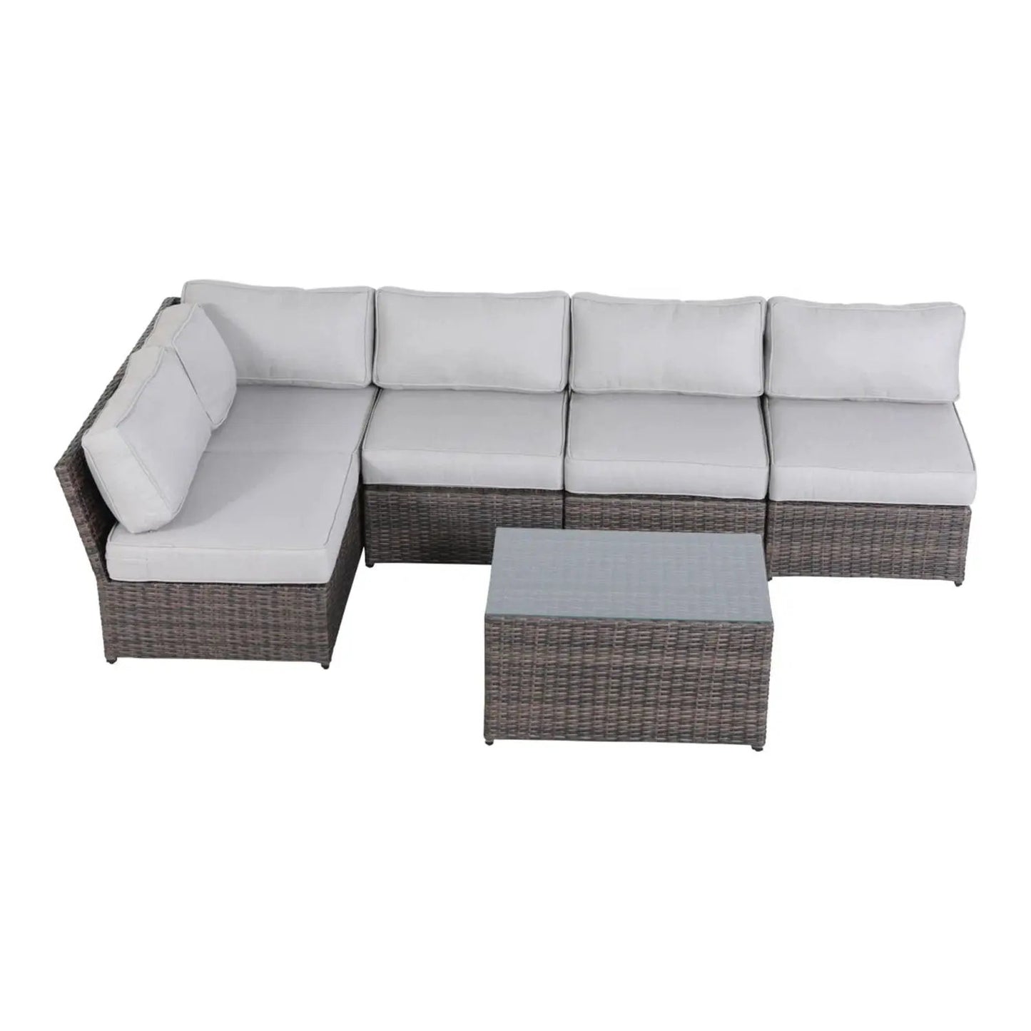 2-Piece outdoor rattan sectional set with gray cushions and wicker by Unique Piece Furniture on Tampa Home & Garden Store