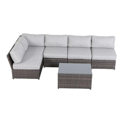 2-Piece outdoor rattan sectional set with gray cushions and wicker by Unique Piece Furniture on Tampa Home & Garden Store