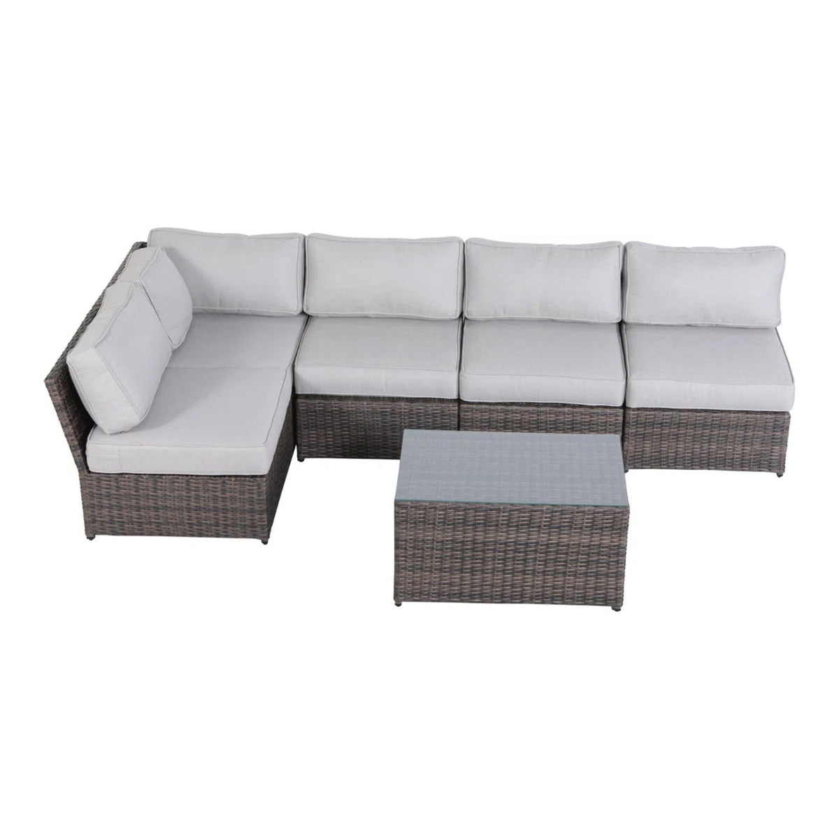 Comfortable Modern Patio Rattan Sectional Set With Cushions brown wicker 2-piece outdoor set on Tampa Home & Garden Store