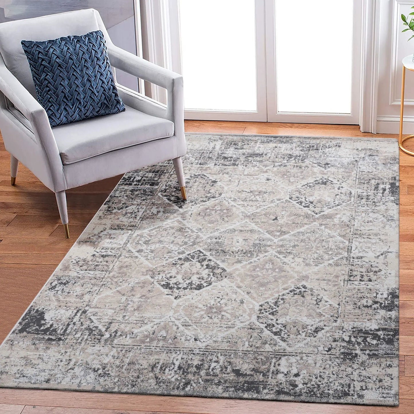 Payas traditional area rug with gray distressed pattern from Unique Piece Furniture on Tampa Home & Garden Store