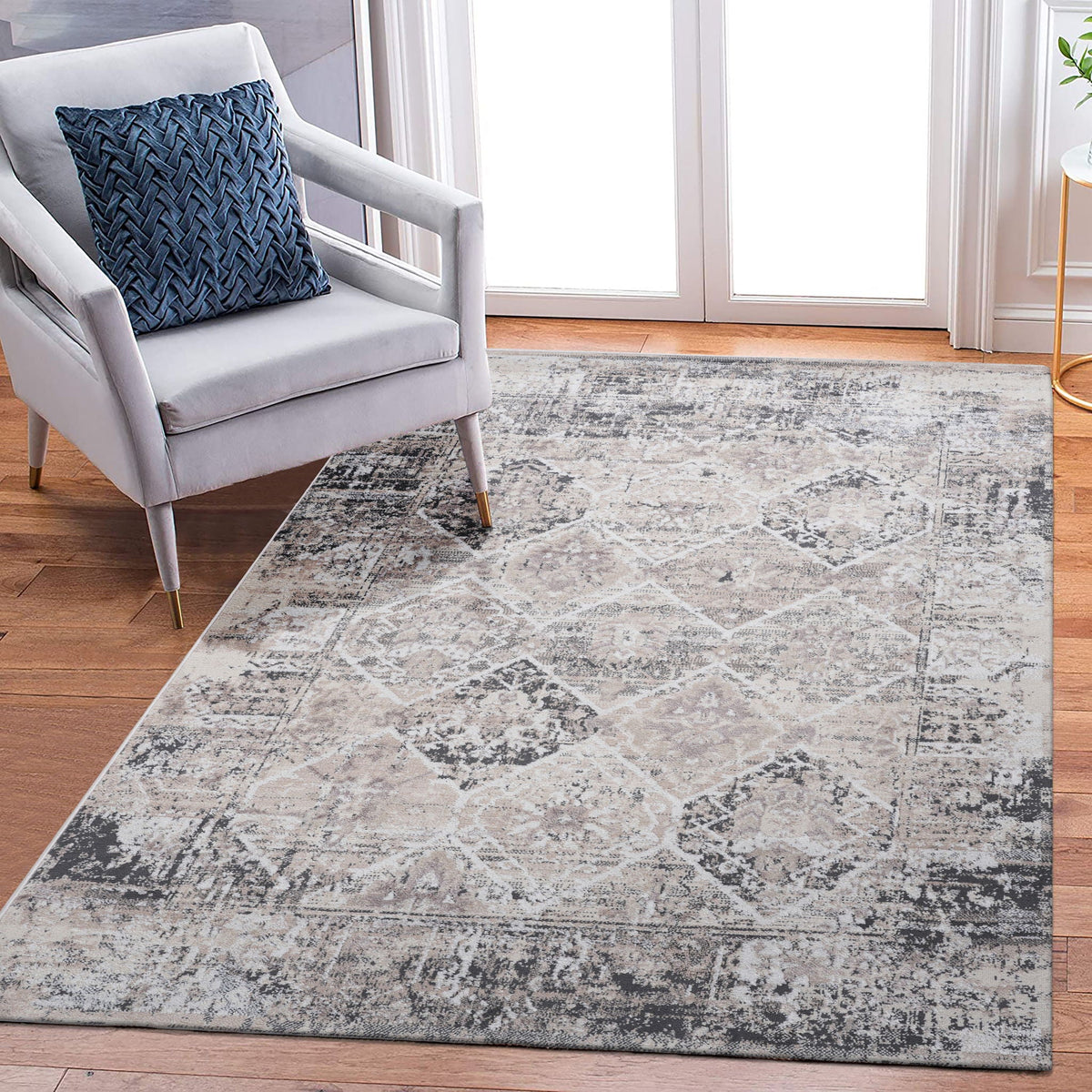 Traditional Area Rug by HouseOfZazla, stain resistant, multi-color gray/blue pattern on Tampa Home & Garden Store