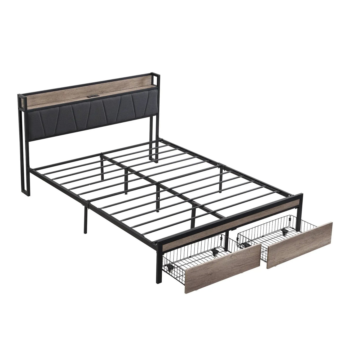 Led Bed Frame With Usb Charging and Storage