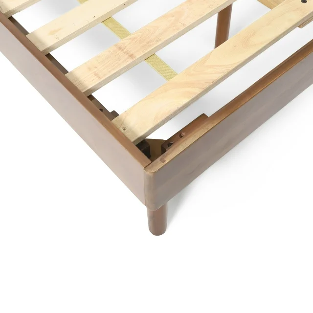 Cohron solid wood twin platform bed frame with brown finish and slat support on Tampa Home & Garden Store