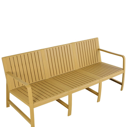Two-piece orange waterproof outdoor patio bench set with slatted backs and seats on Tampa Home & Garden Store