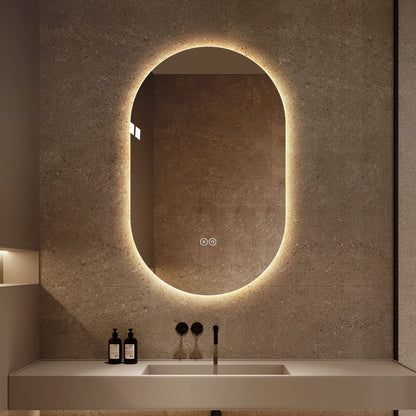 HouseOfZazla smart LED wall-mounted mirror with touch screen, Pearl Silver, round backlit vanity mirror on Tampa Home & Garden Store