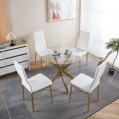 Elegant Legs Dining Chair set of 4, white upholstery with gold legs for a glass dining table on Tampa Home & Garden Store