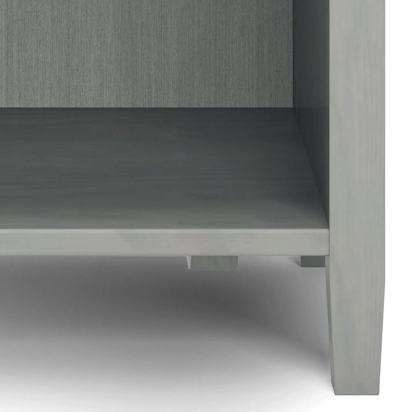 Warm Shaker handcrafted bedside table grey-washed wood finish with open lower shelf on Tampa Home & Garden Store