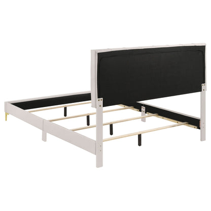 James - Panel Bed, black upholstered headboard on white frame by HouseOfZazla on Tampa Home & Garden Store