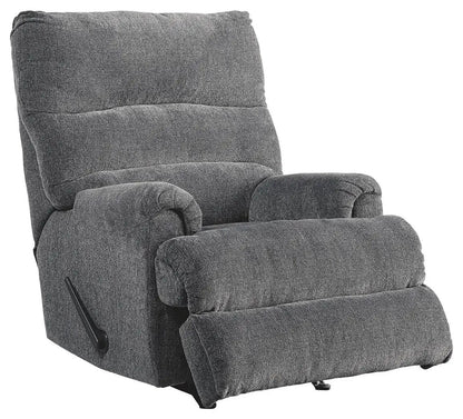 Man Fort Rocker Recliner in dark gray textured fabric with plush arms by Unique Piece Furniture on Tampa Home & Garden Store