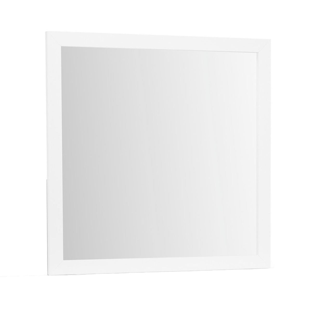 White framed wall mirror with a sleek minimalist border, 39.56 in wide on Tampa Home & Garden Store