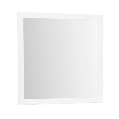 White framed wall mirror with a sleek minimalist border, 39.56 in wide on Tampa Home & Garden Store