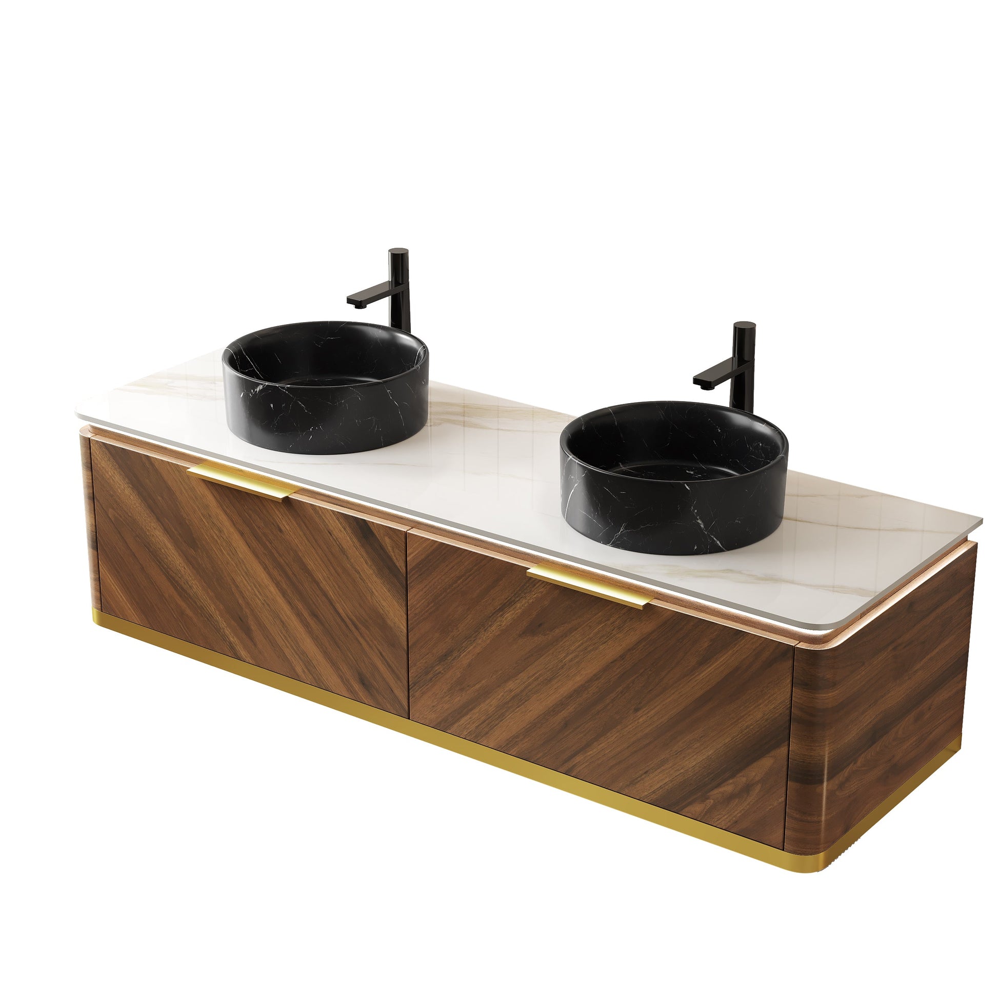 DIPA 60in bathroom vanity with floating cabinet, black vessel sinks on Tampa Home & Garden Store