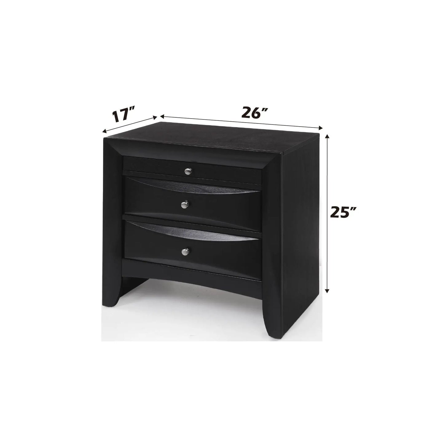 Ireland Nightstand black wood with curved drawers and metal knobs by Unique Piece Furniture on Tampa Home & Garden Store