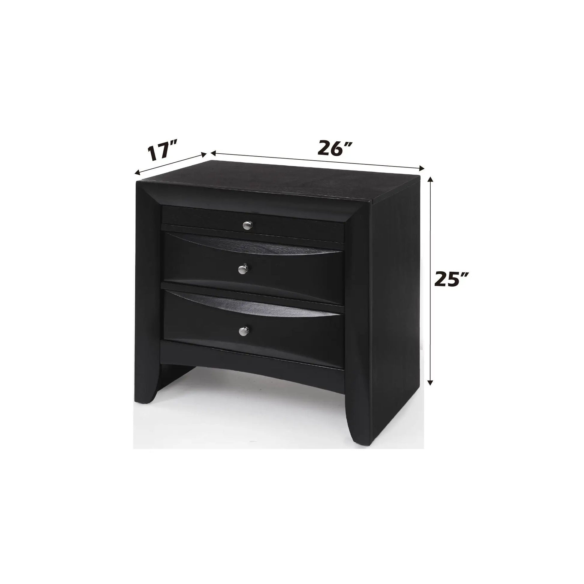 Ireland Nightstand black wood with curved drawers and metal knobs by Unique Piece Furniture on Tampa Home & Garden Store