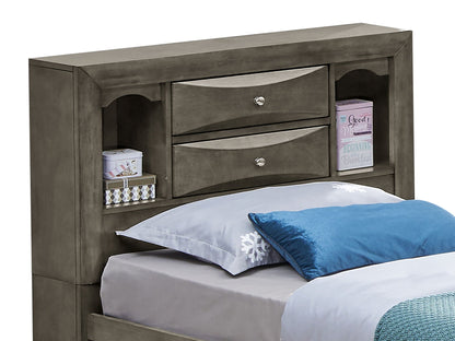 Storage bed with bookcase headboard in dark espresso, 2 open shelves, 3-drawer storage HouseOfZazla on Tampa Home & Garden Store