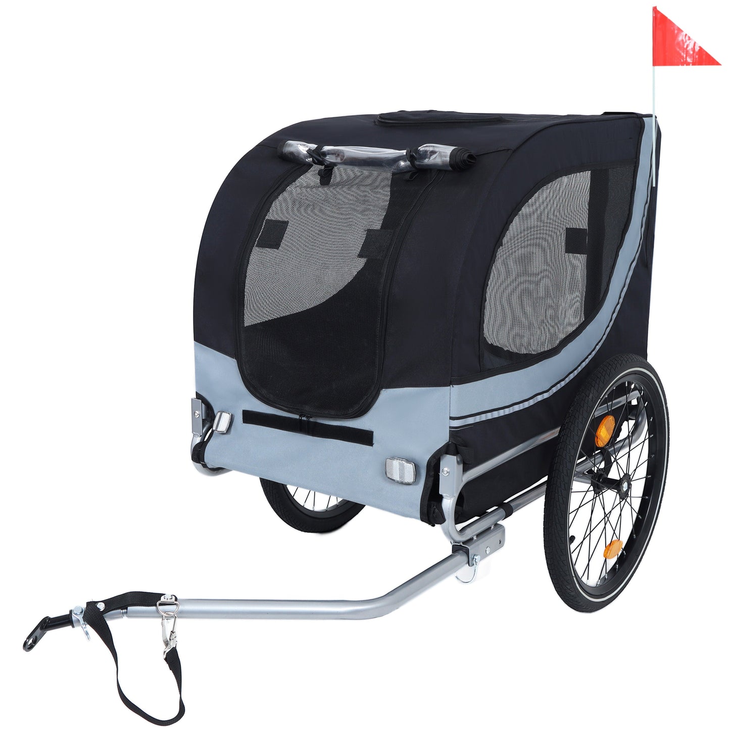 Large folding dog bike trailer with 66lb capacity, all-terrain pet carrier, mesh sides on Tampa Home & Garden Store