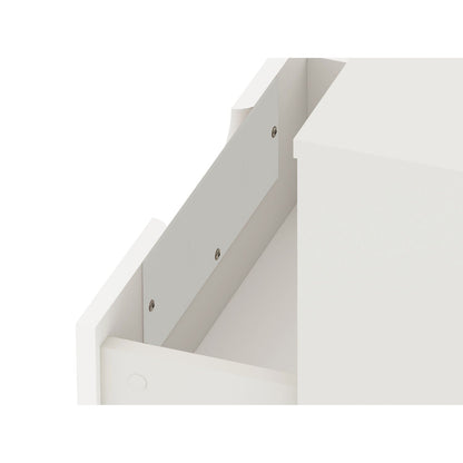 Rockefeller white nightstand with 1 drawer and metal legs, side panels with screws on Tampa Home & Garden Store