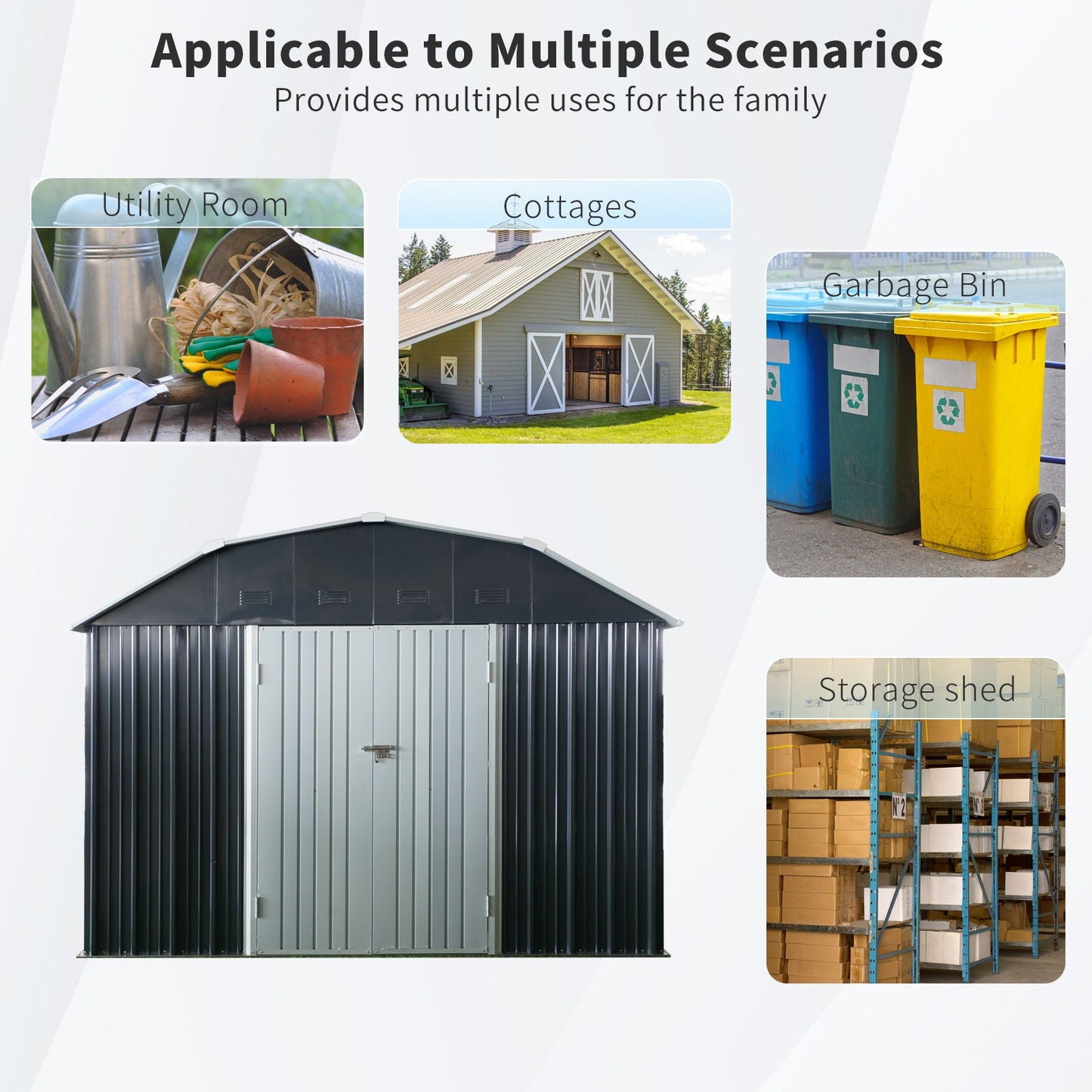 Outdoor Metal Shed With Arch Roof And Doors