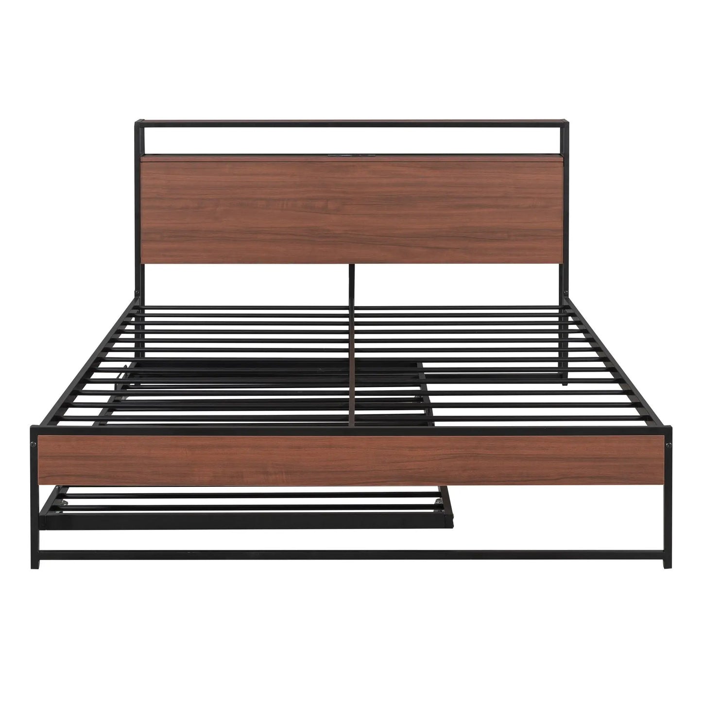 Platform Bed Frame With Trundle and USB Ports