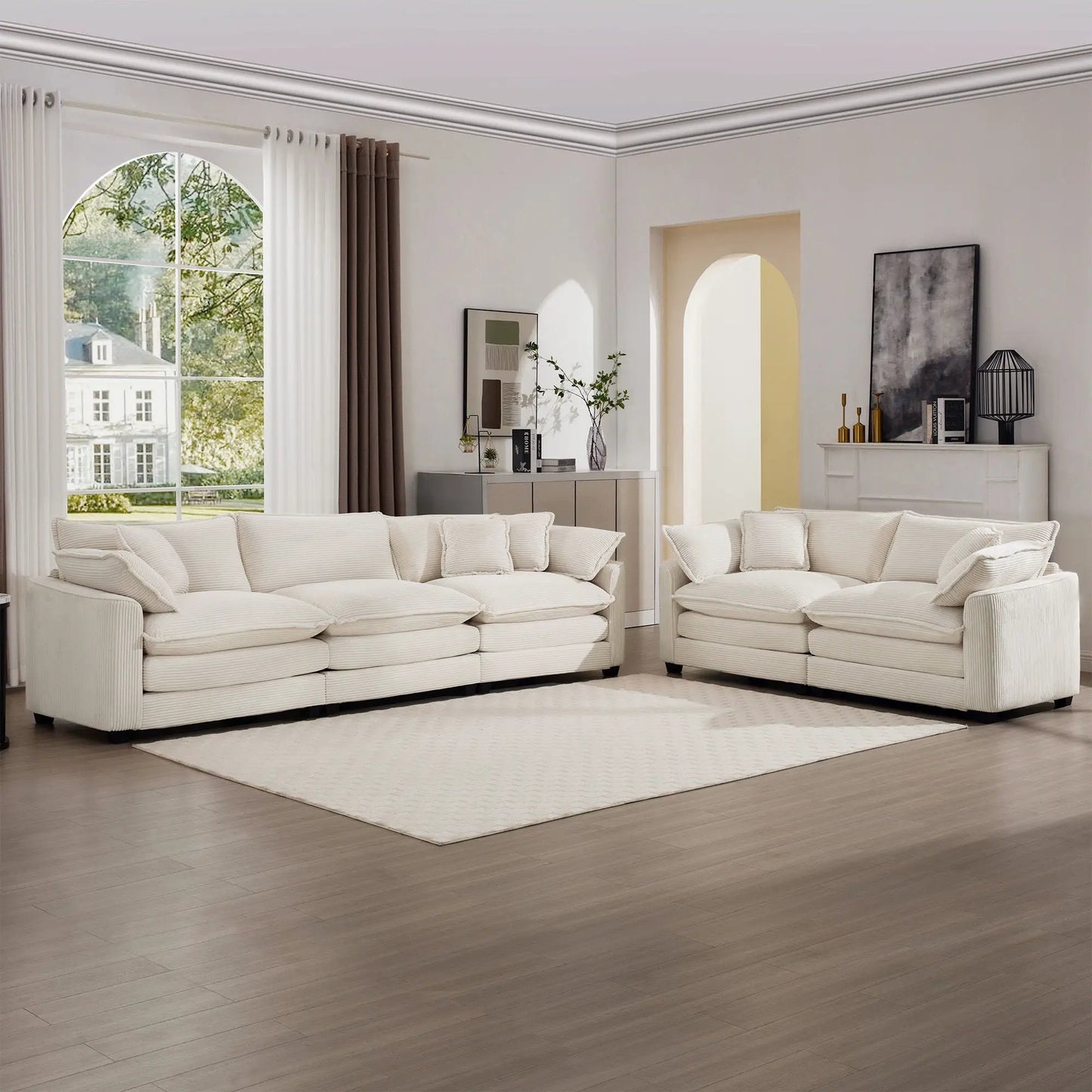 Elegant Sectional Sofa Set with Deep Seats