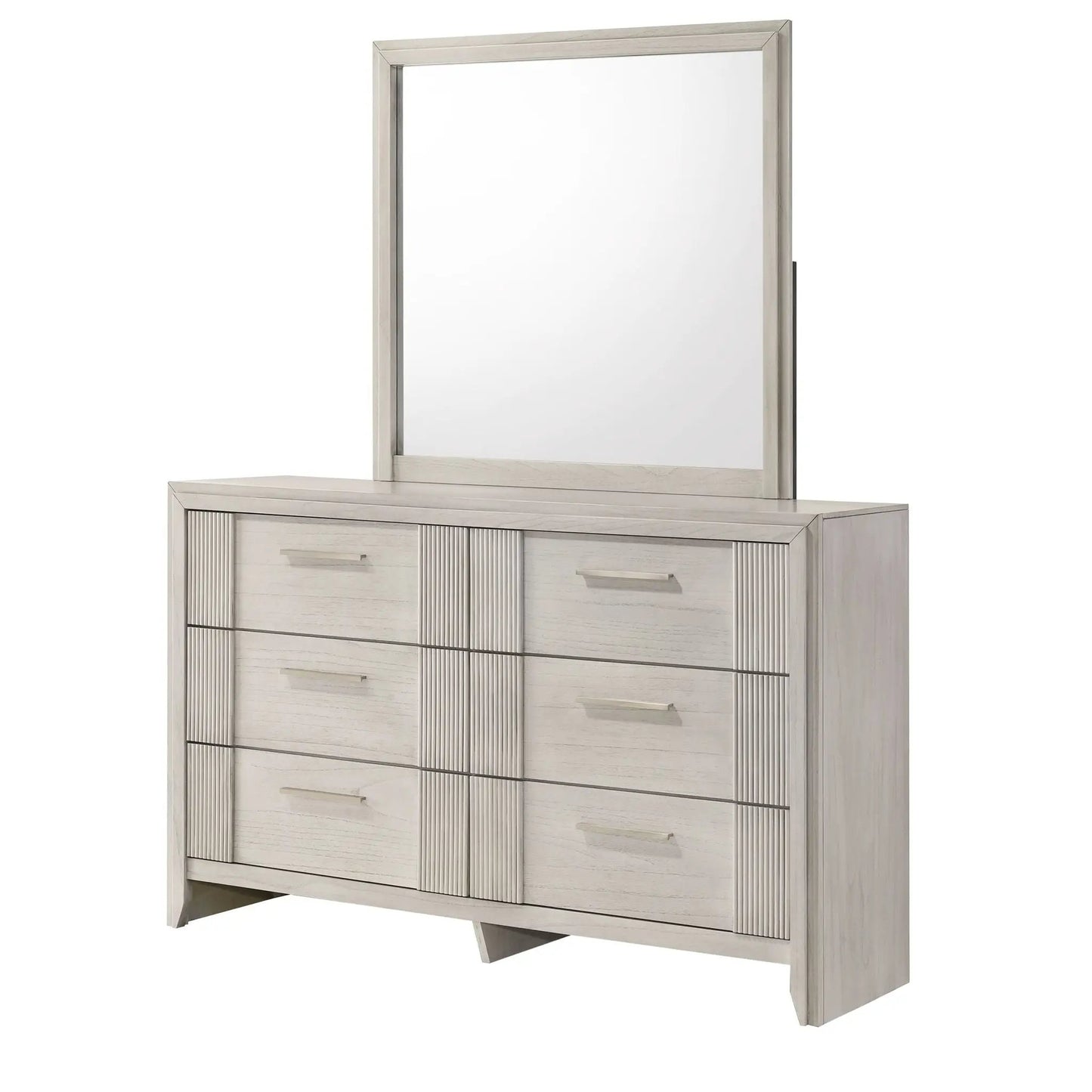 Six Drawer Storage Dresser Mist White Finish