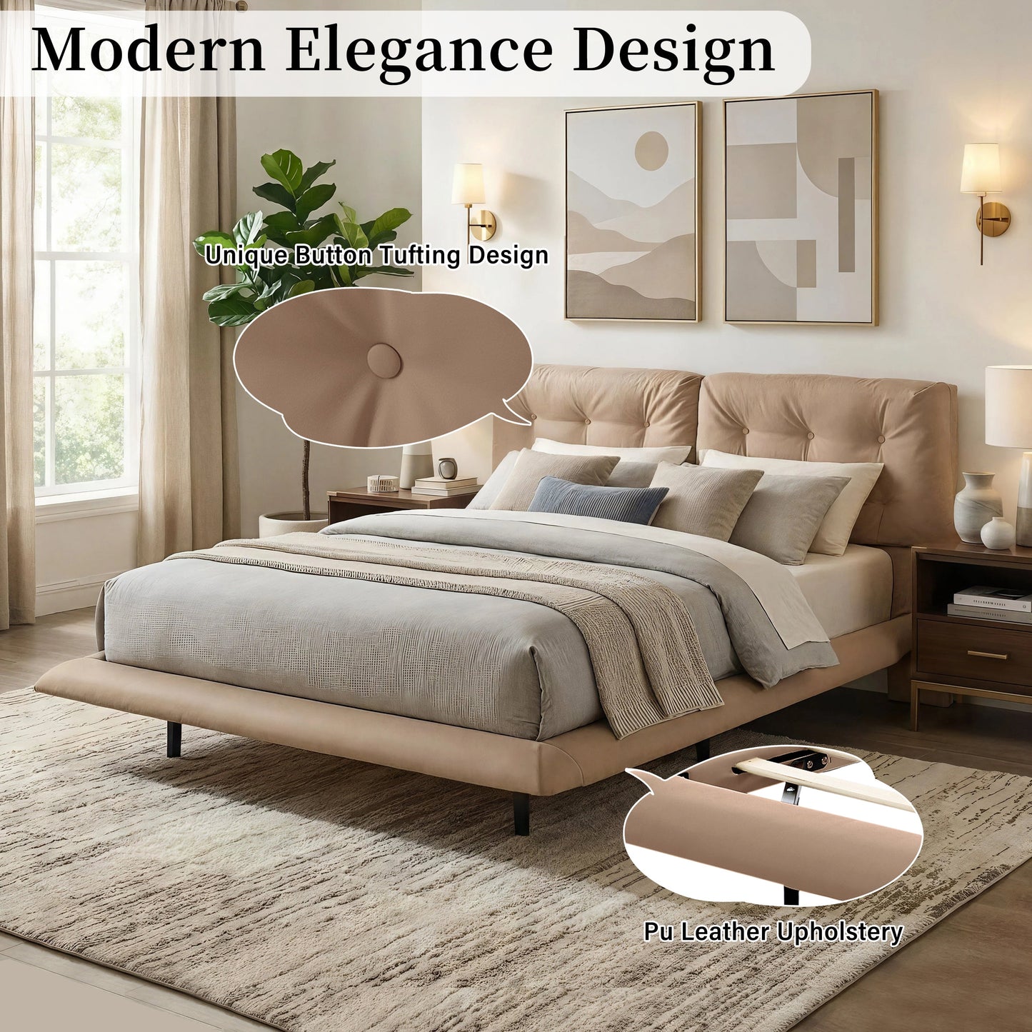 Queen Size Floating Bed Frame With Led Strip