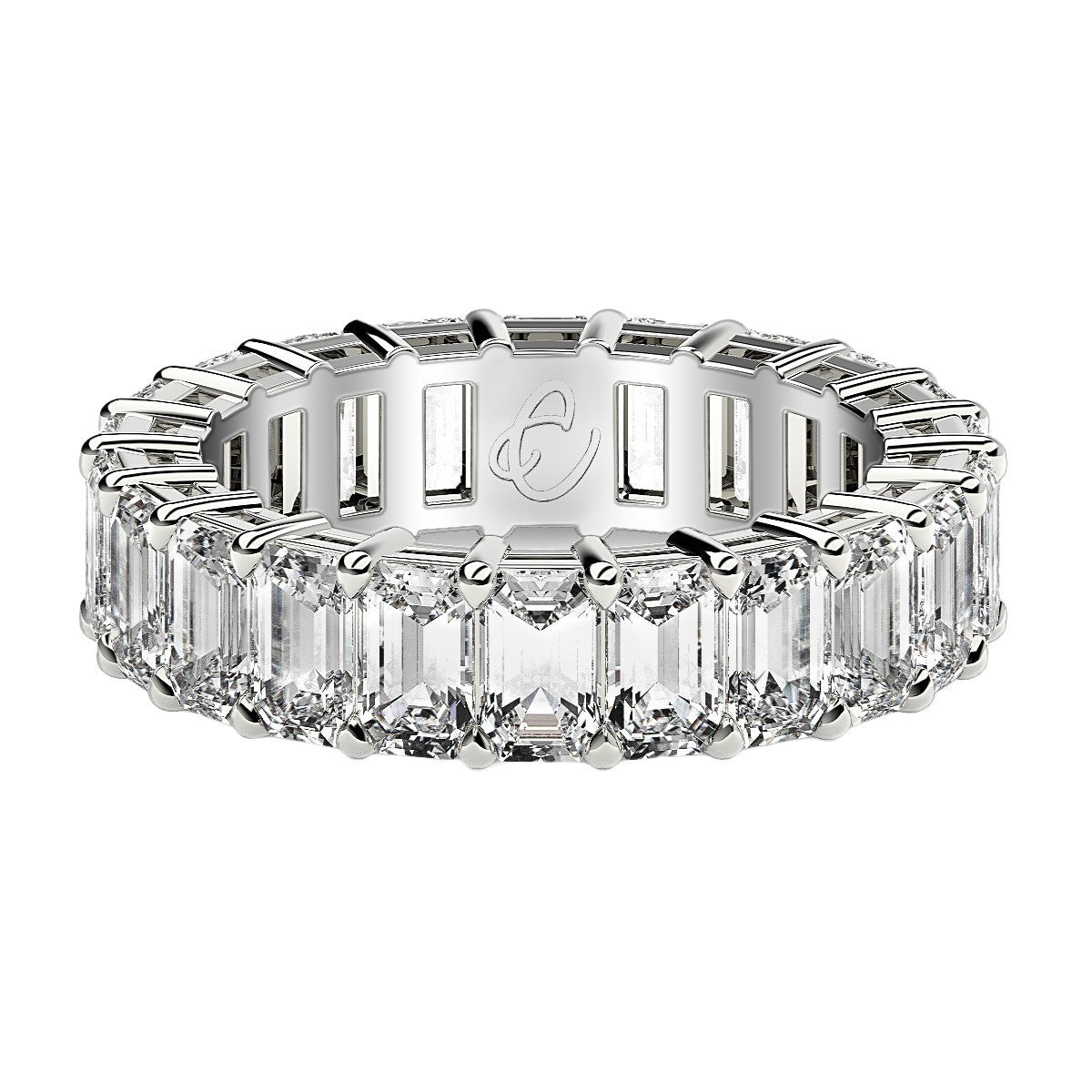 Emerald-cut lab-grown diamond eternity ring in 14k white gold, 6 cttw FG/VS2 on Tampa Home & Garden Store